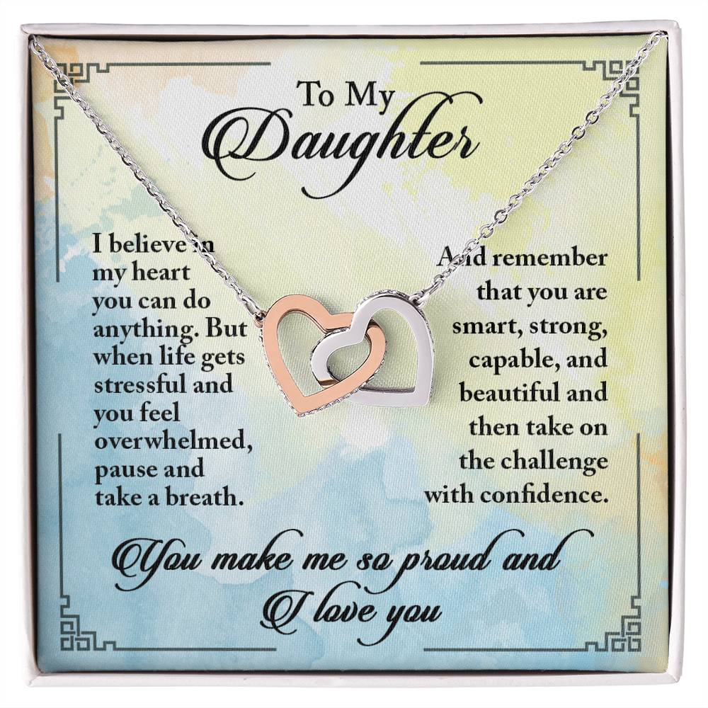 My Daughter Smart Strong Capable Beautiful - Linked Hearts Necklace Interlocking Hearts Necklace