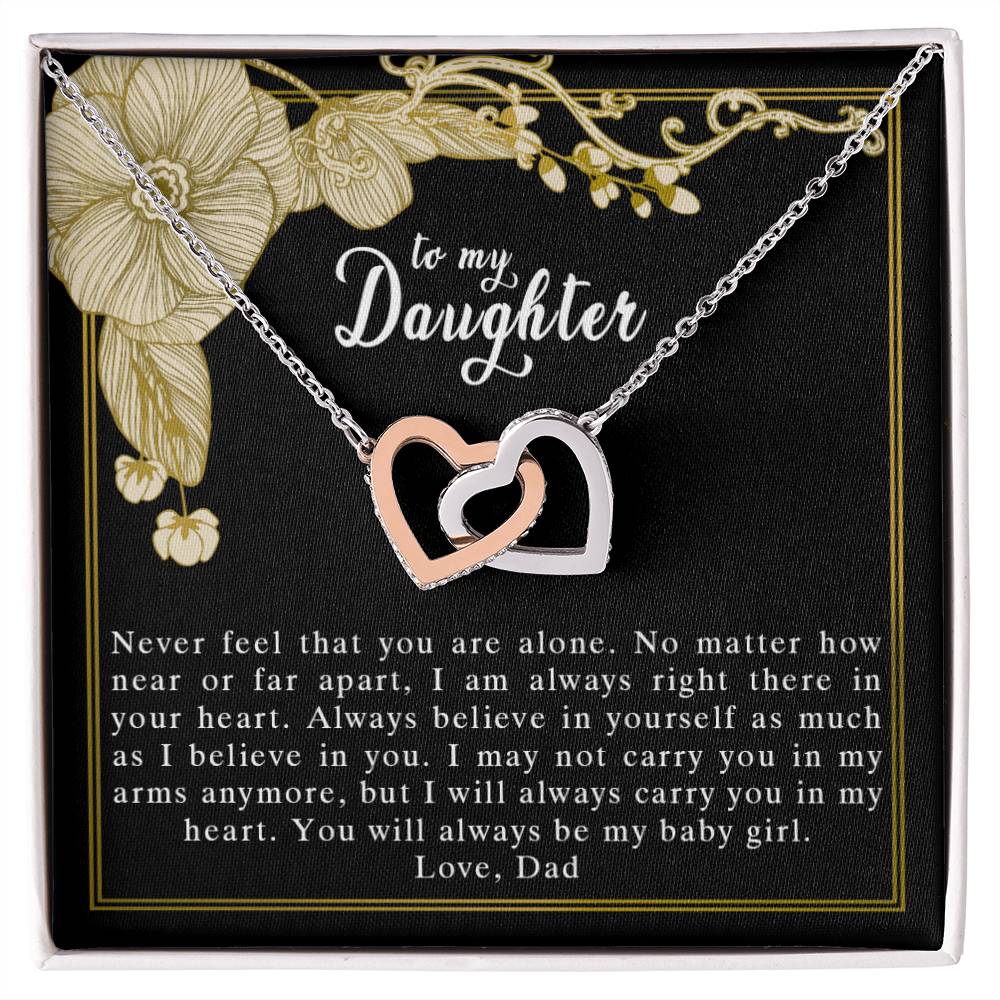 To My Daughter Love Dad Interlocking Hearts Necklace