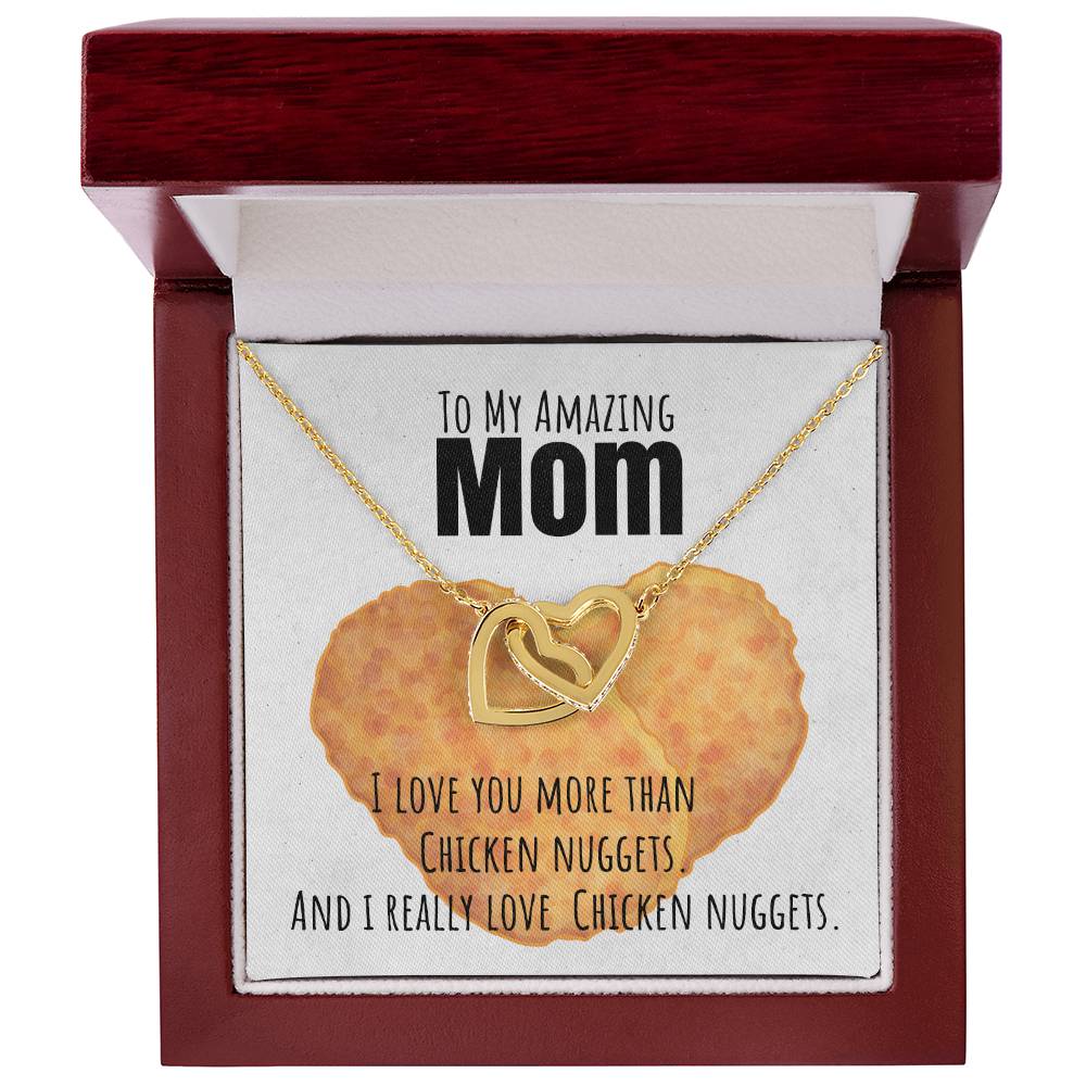 I Love You More Than Chicken Nuggets Interlocking Hearts Necklace