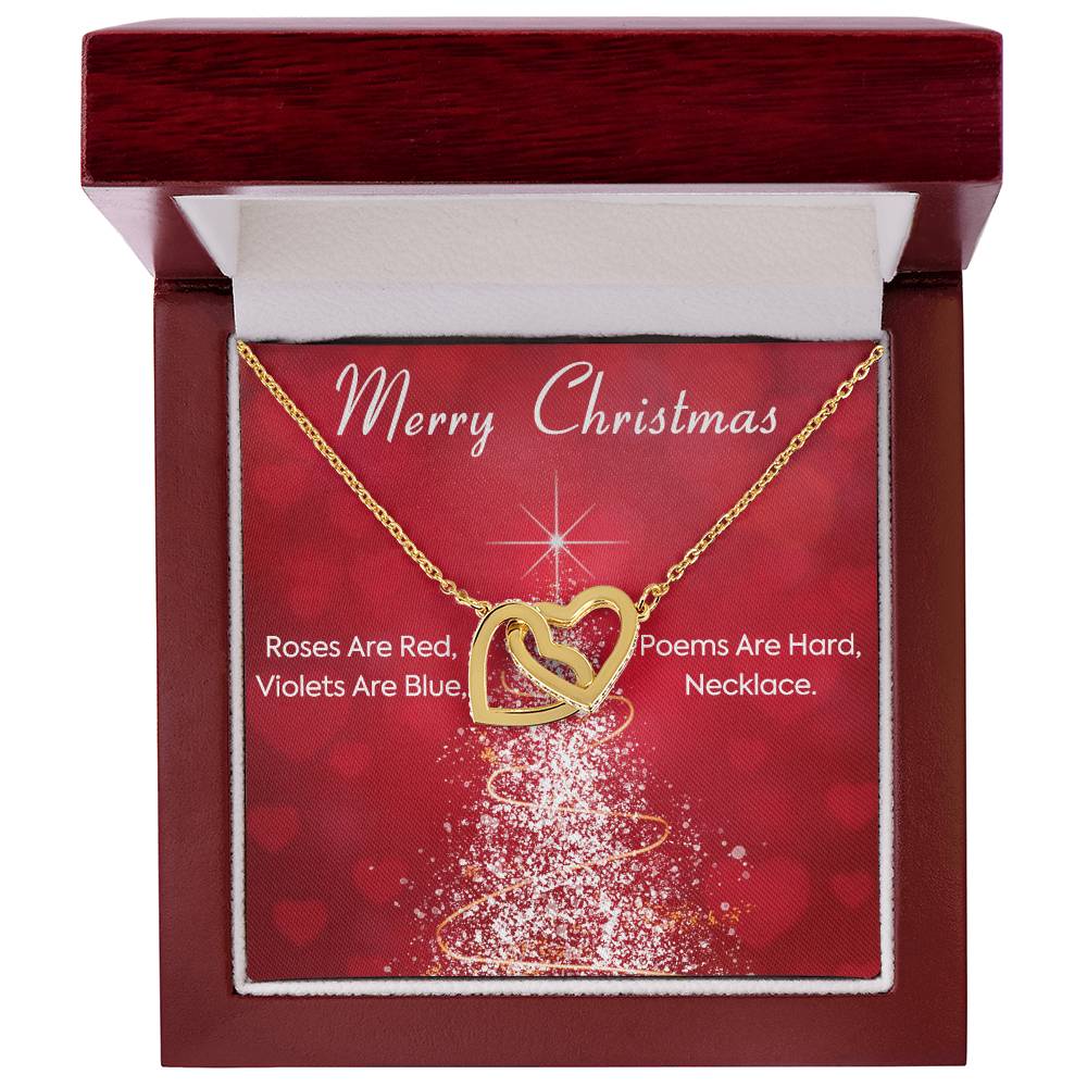 Roses Are Red Violets Are Blue Poems Are Heard Necklace. Christmas Gift Xmas Necklace Gift Interlocking Hearts Necklace