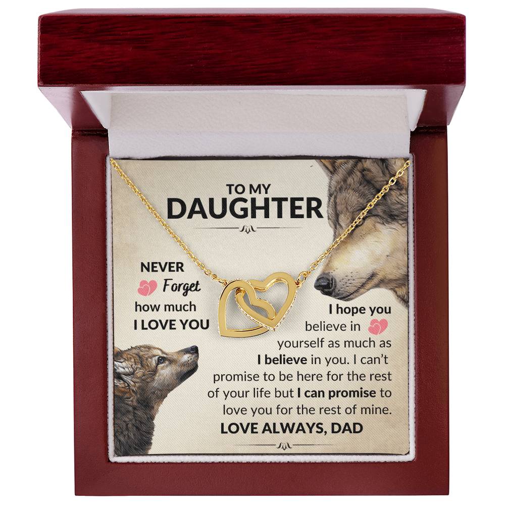 To My Daughter - Never Forget - Necklace Interlocking Hearts Necklace