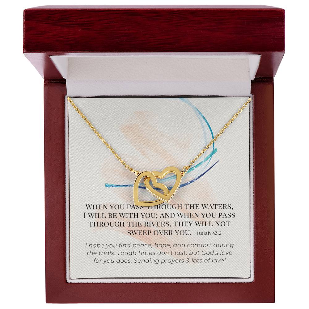 Scripture Encouragement Interlocking Hearts Necklace Isaiah 432 Cream Brush