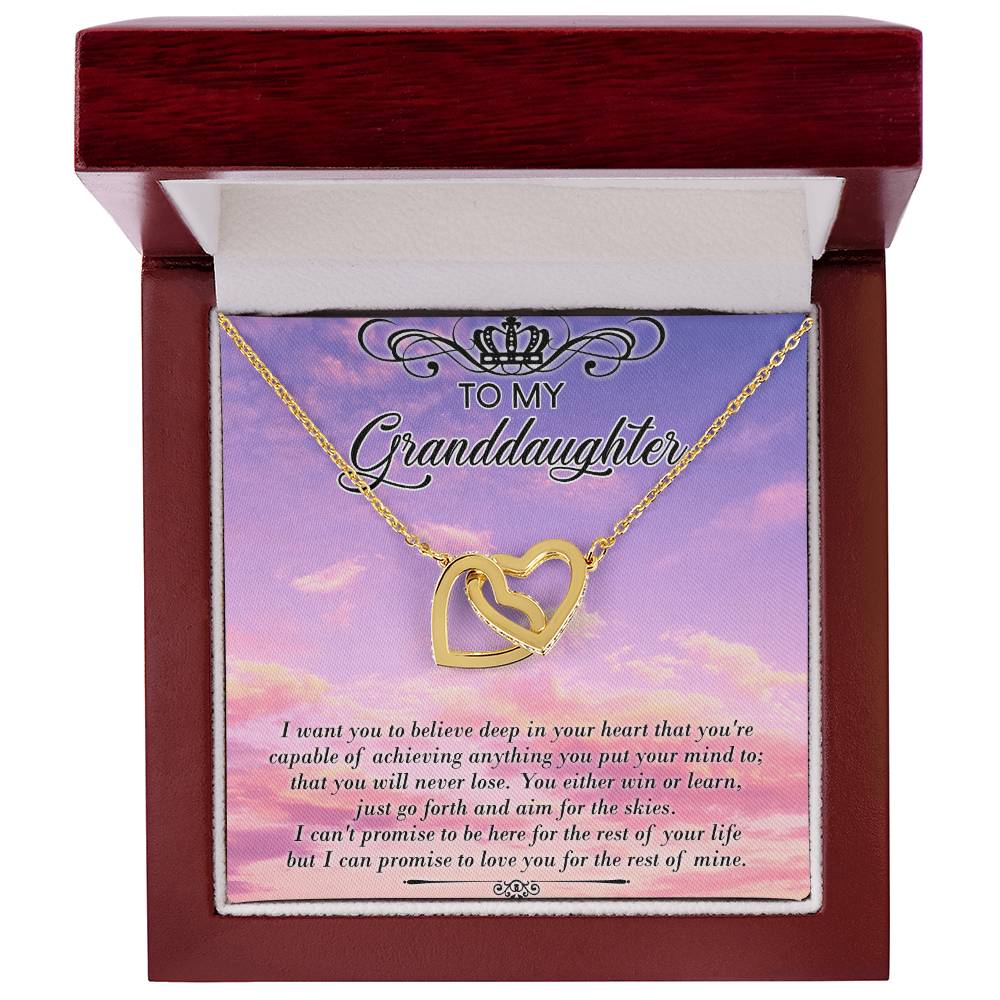 To My Granddaughter Interlocking Hearts Necklace Message Card