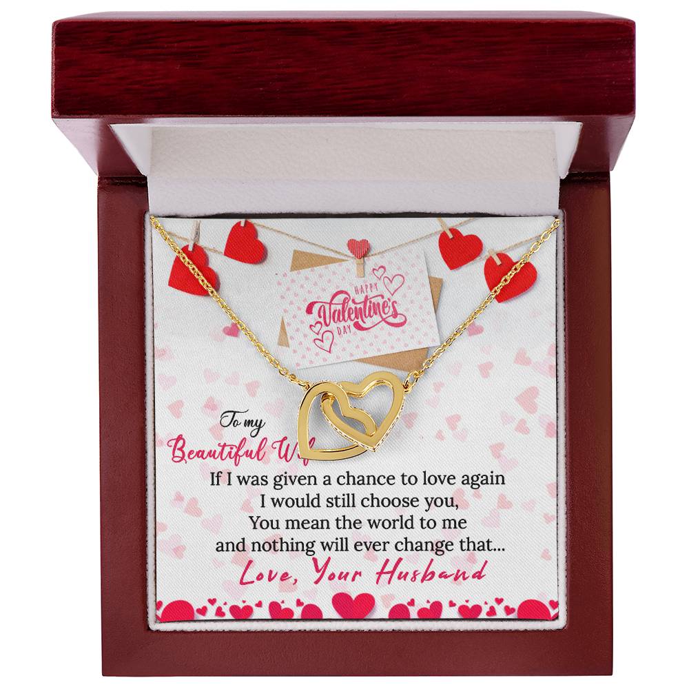 Wife Valentine Interlocking Hearts Necklace