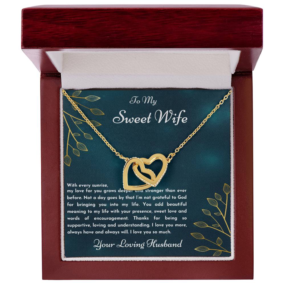 Gift For Wife With Every Sunrise Interlocking Hearts Necklace
