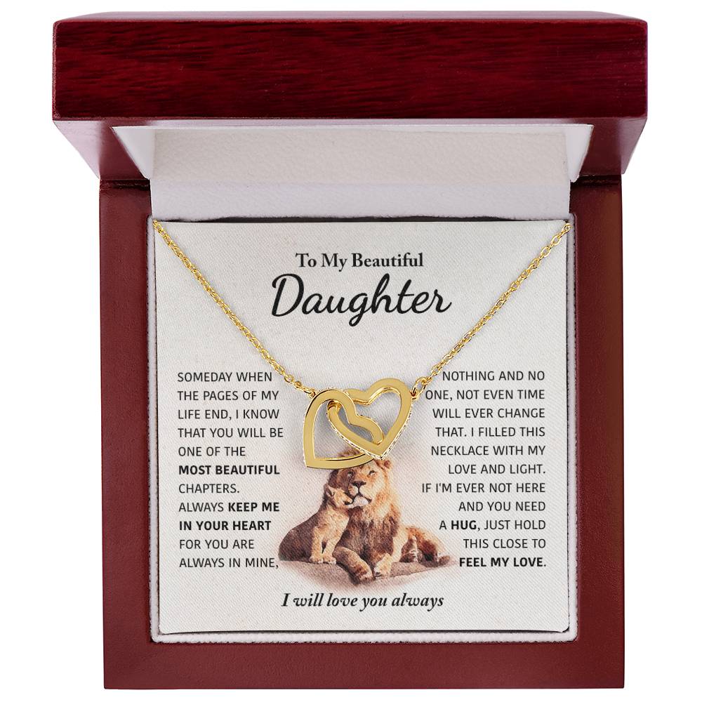 To My Beautiful Daughter - Keep Me In Your Heart - Interlocking Hearts Necklace