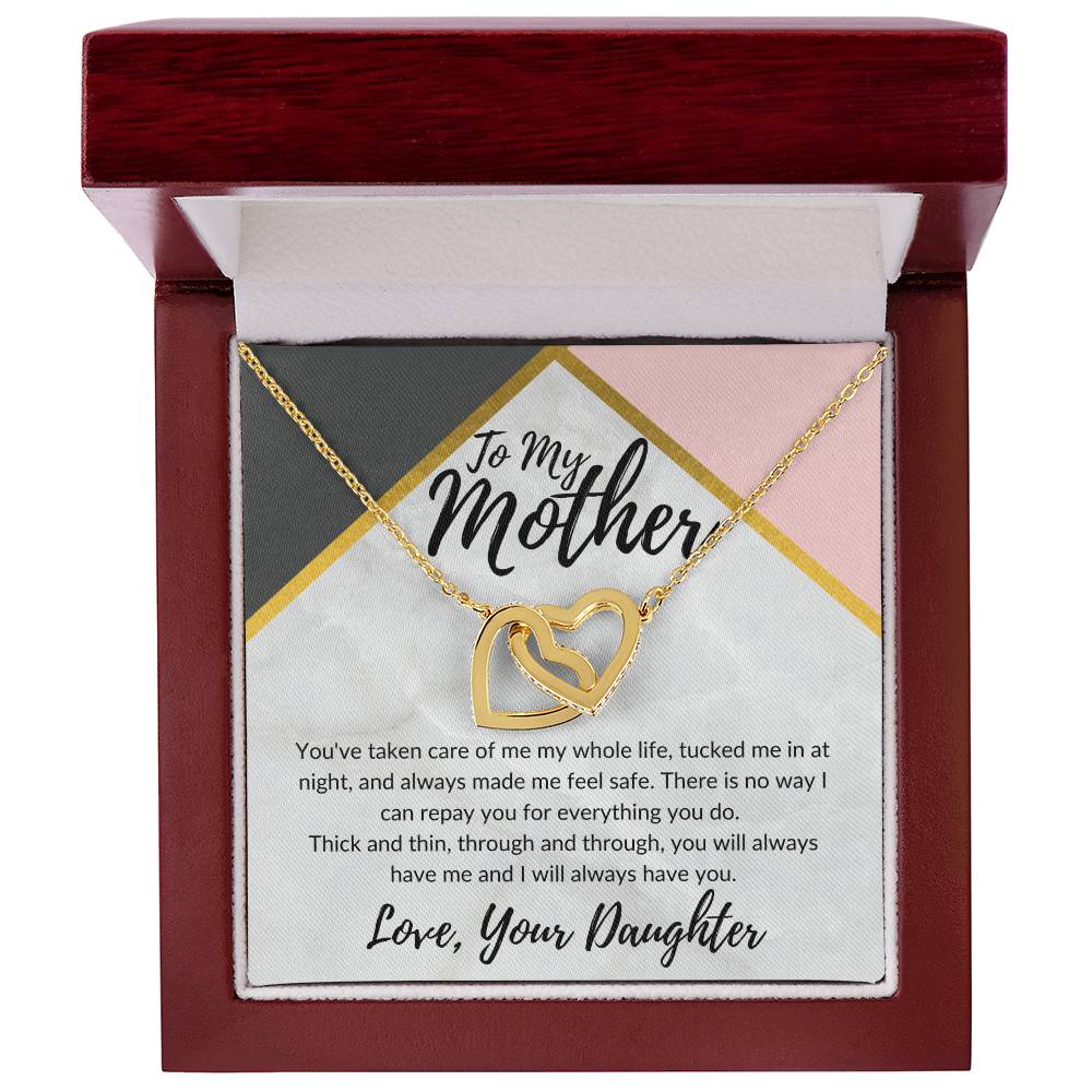 To My Mother - Through Thick And Thin - Necklace Interlocking Hearts Necklace