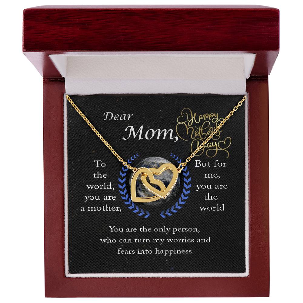 Dear Mom You Are The World Two Hearts Necklace Interlocking Hearts Necklace