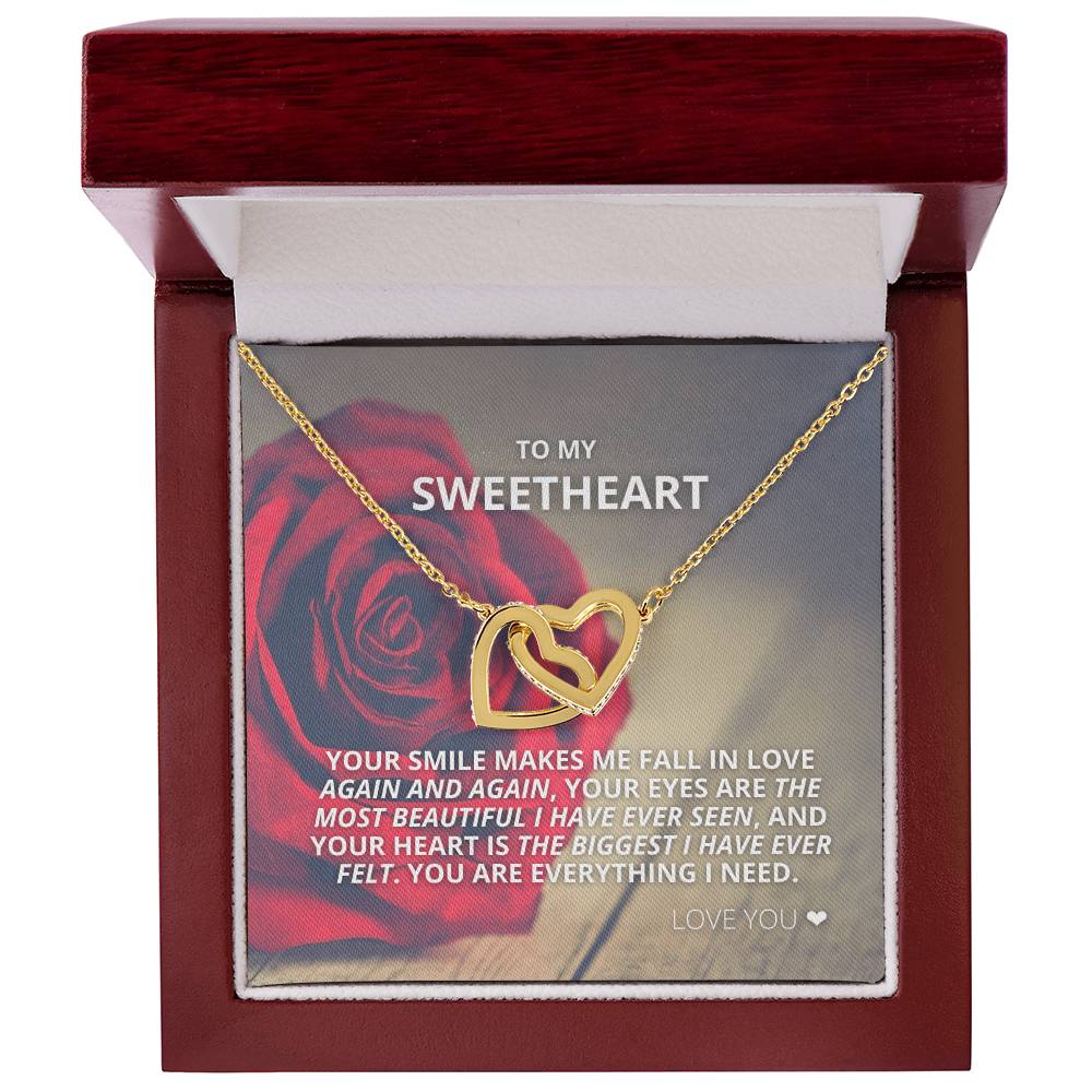To My Sweetheart - You Are Everything I Need - Necklace Interlocking Hearts Necklace