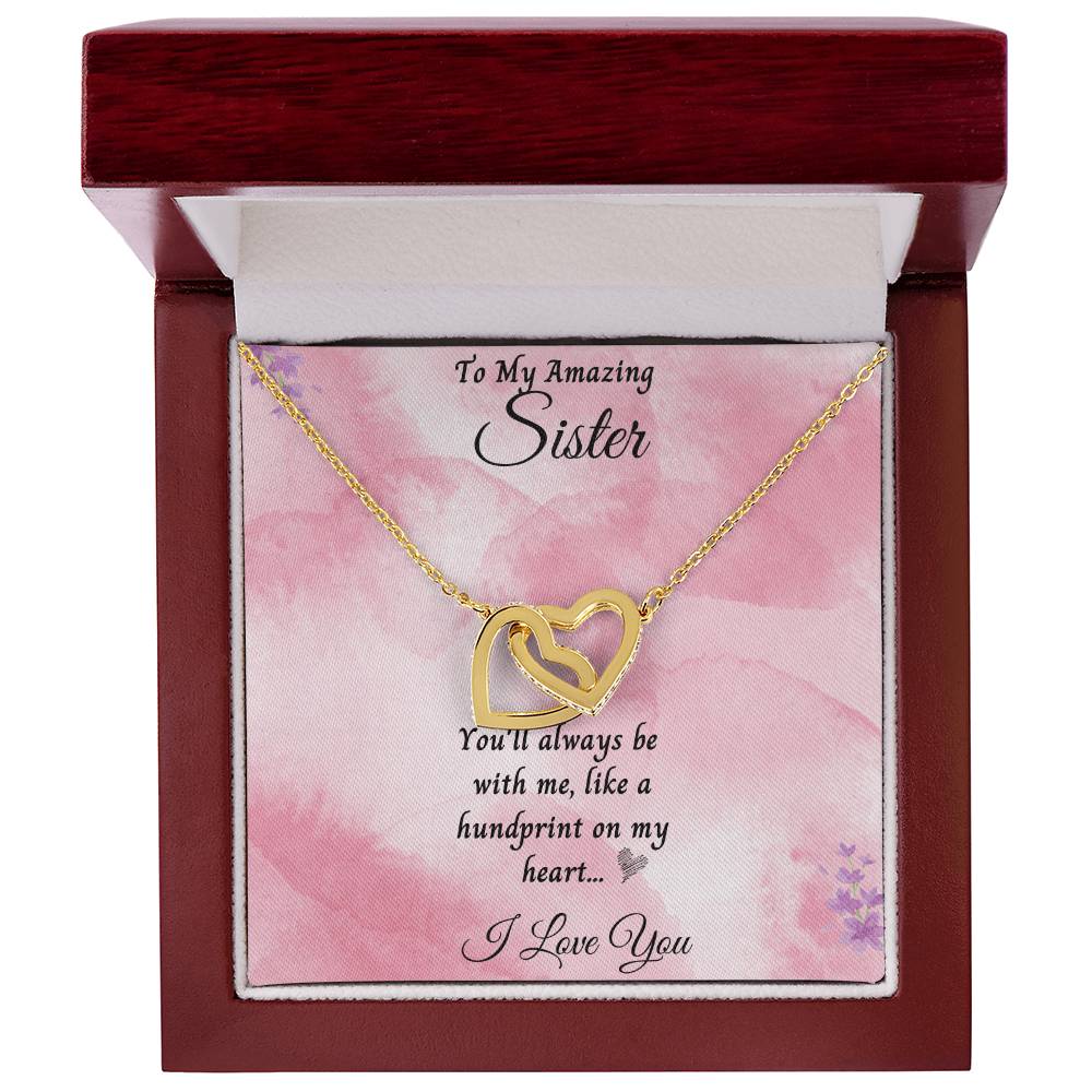 To My Amazing Sister Interlocking Hearts Necklace