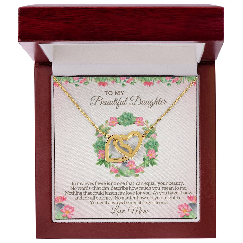 To My Beautiful Daughter - My Little Girl To Me Interlocking Hearts Necklace