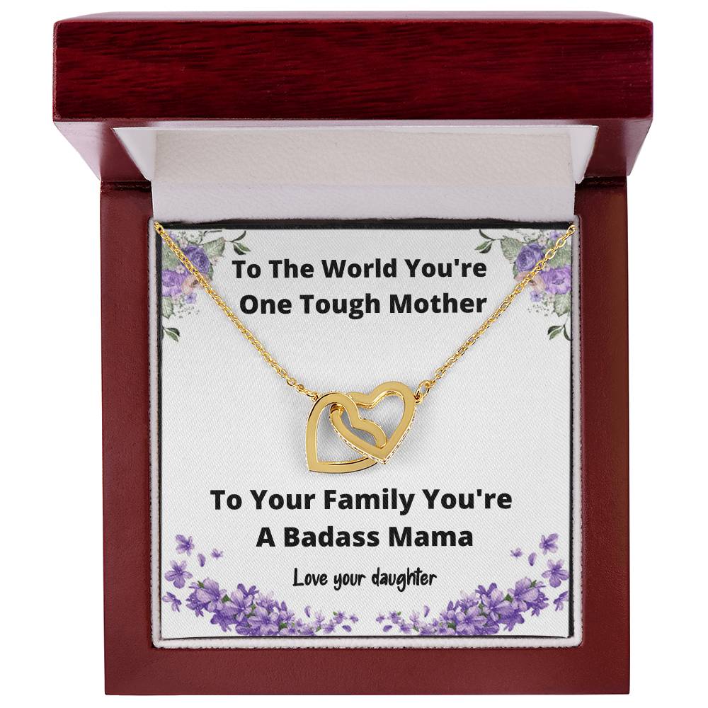 Necklace From Daughter One Tough Mother Gift Idea For Mom Jewelry For Mom Mother Daughter Gift Interlocking Hearts Necklace
