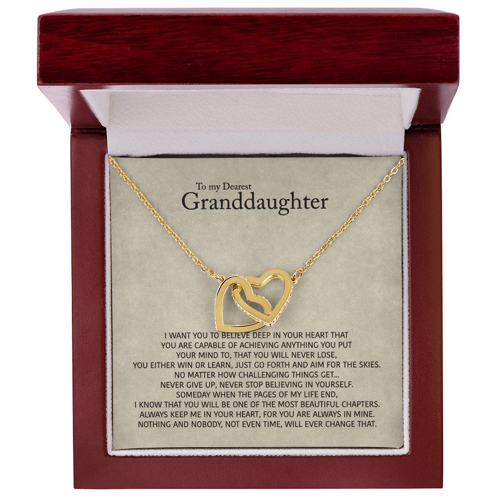To My Dearest Granddaughter - Love Gift For Granddaughters All Ages - Interlocking Hearts Necklace