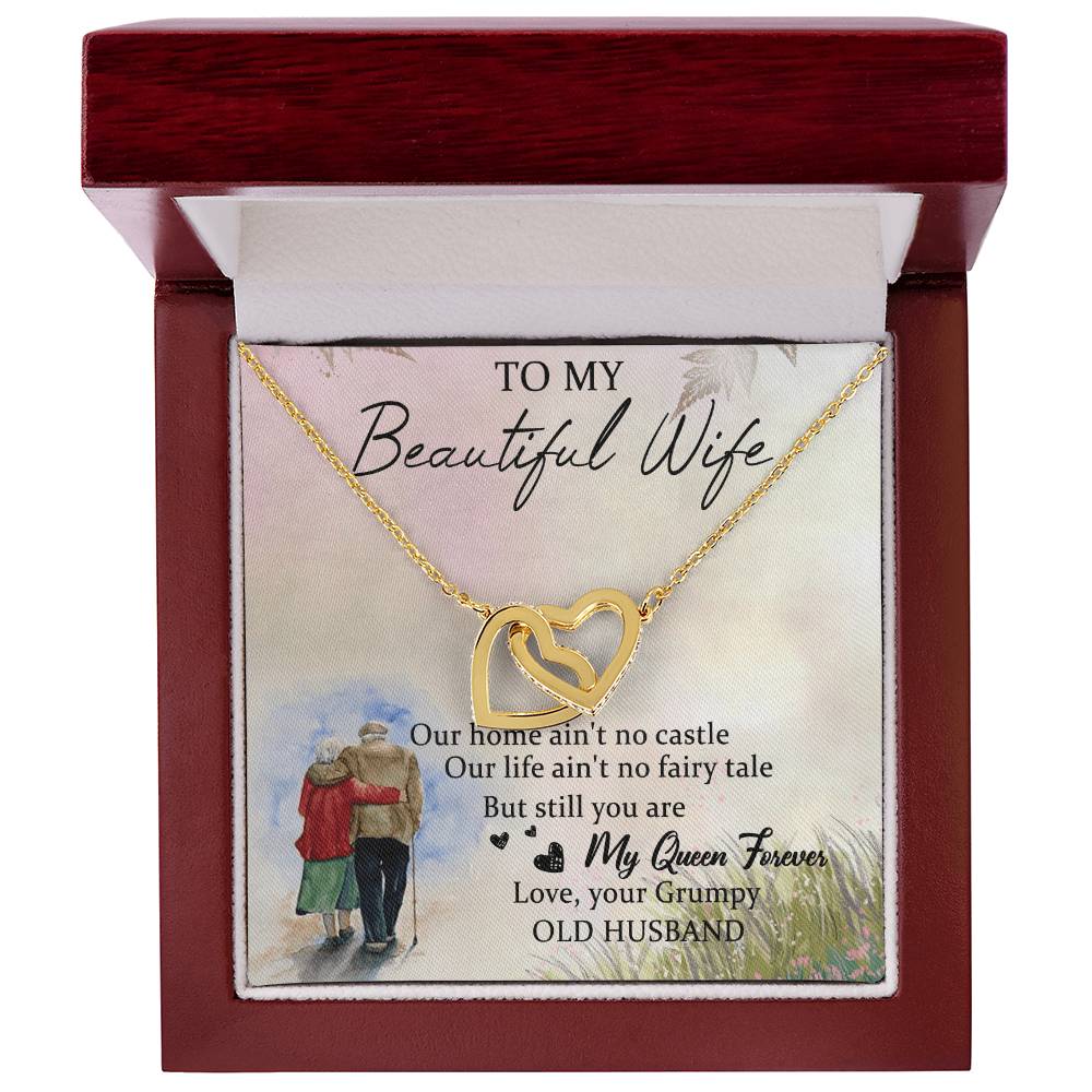 To My Beautiful Wife Interlocking Hearts Necklace Message Card