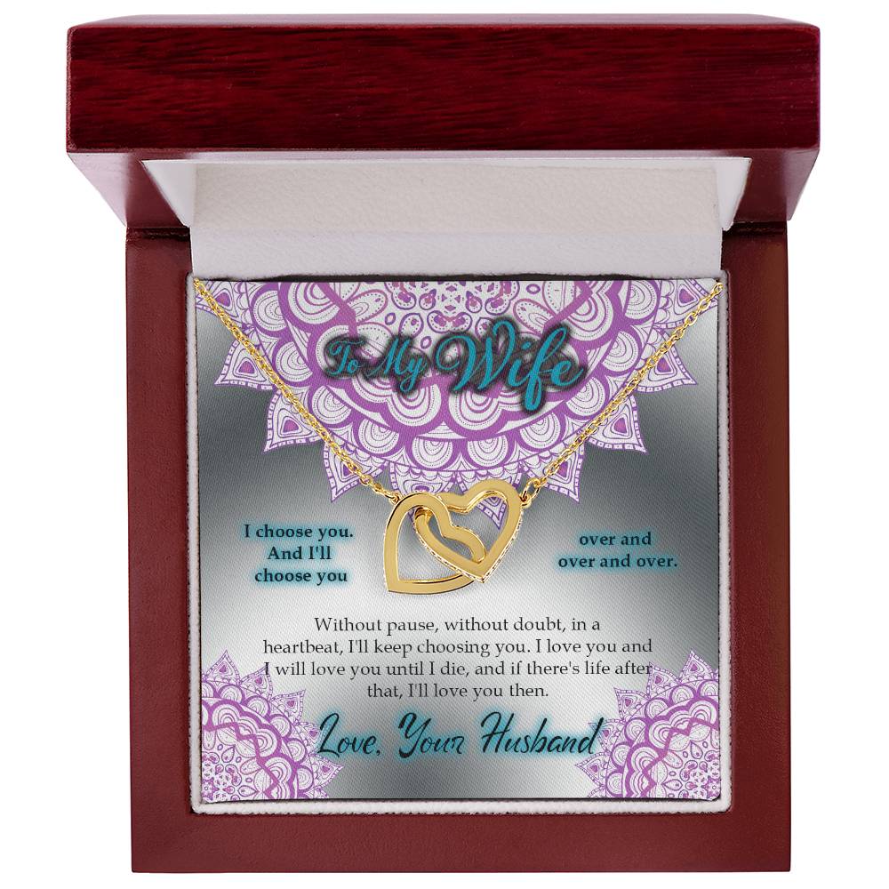 To My Wife I Choose You Two Hearts Embellished With Cubic Zirconia Stones Interlocked Together Interlocking Hearts Necklace