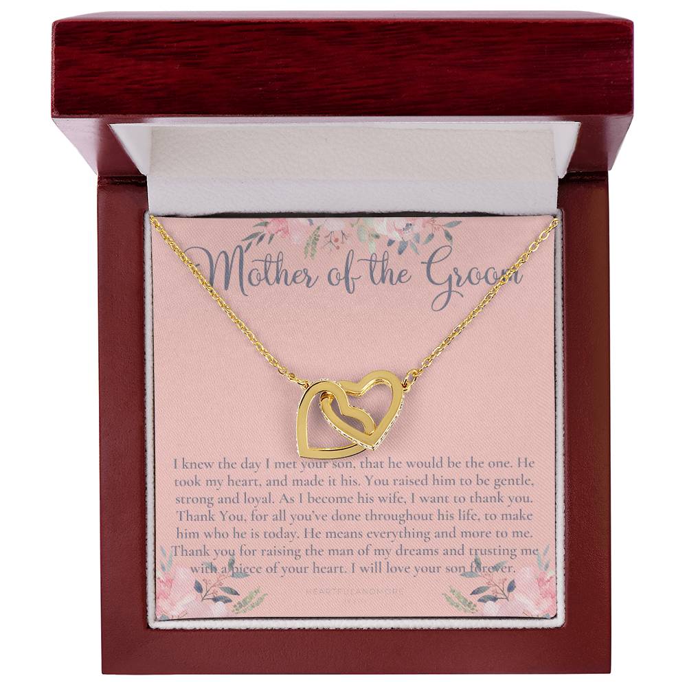 Mother Of The Groom Gift Necklace Wedding Gift Bridal Party Rehearsal Dinner Man Of My Dreams Parent Of Groom Mother In Law Gift Interlocking Hearts Necklace