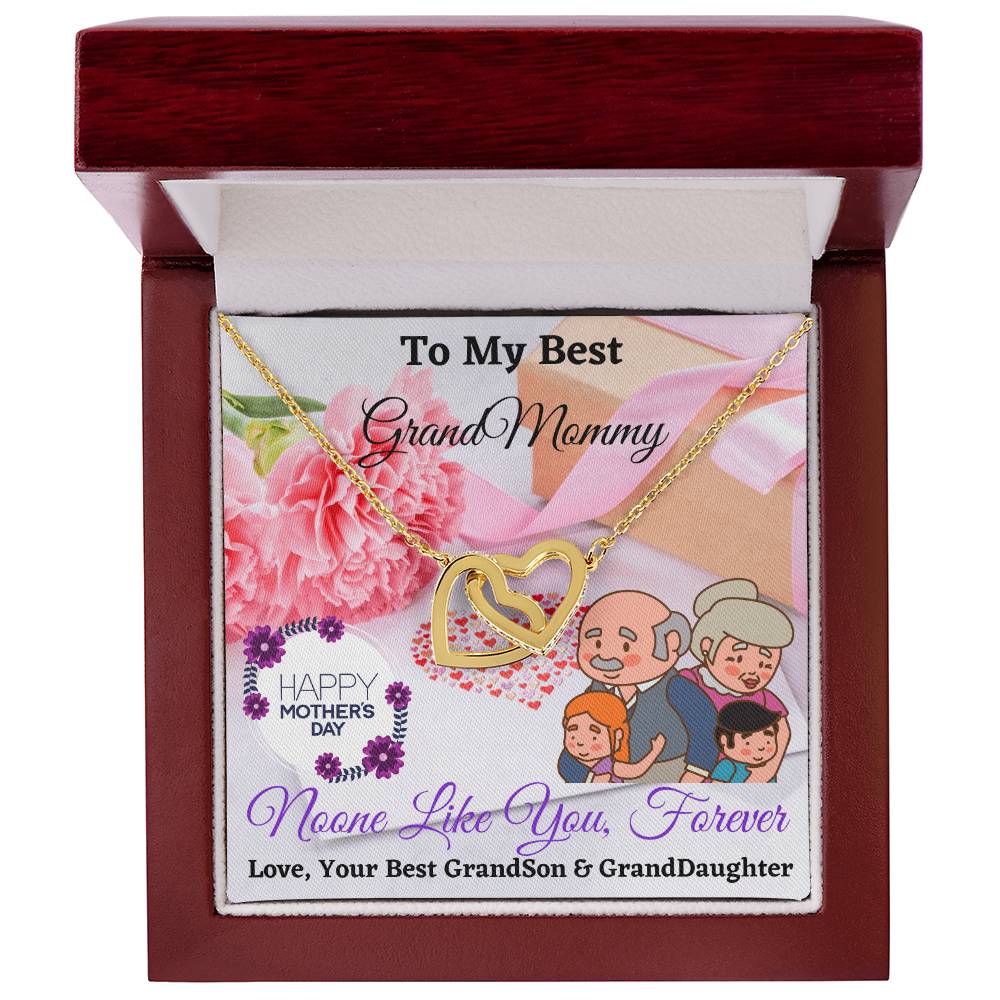 To My Best Grandmommy Interlocking Hearts Necklace