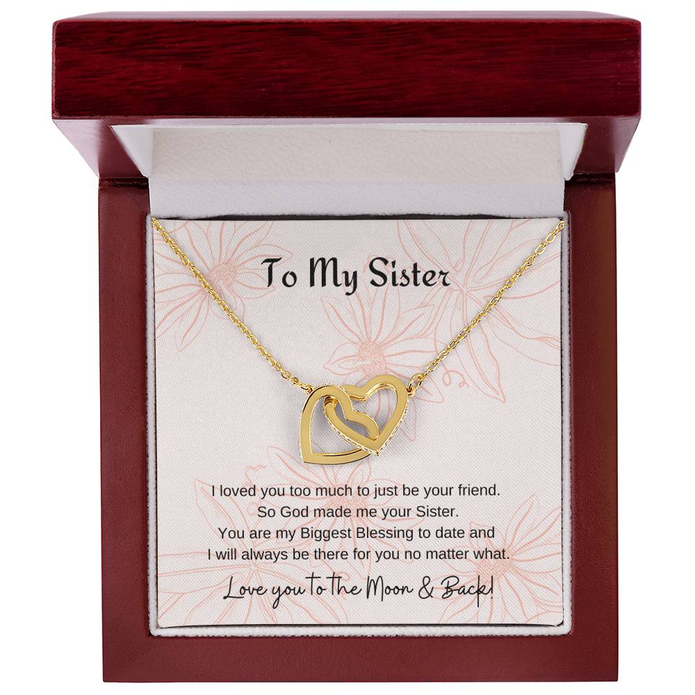 To My Sister Interlocking Hearts Necklace