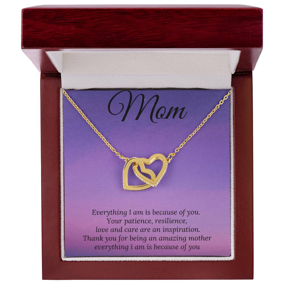 Everything I Am Is Because Of You Two Hearts Interlocking Hearts Necklace