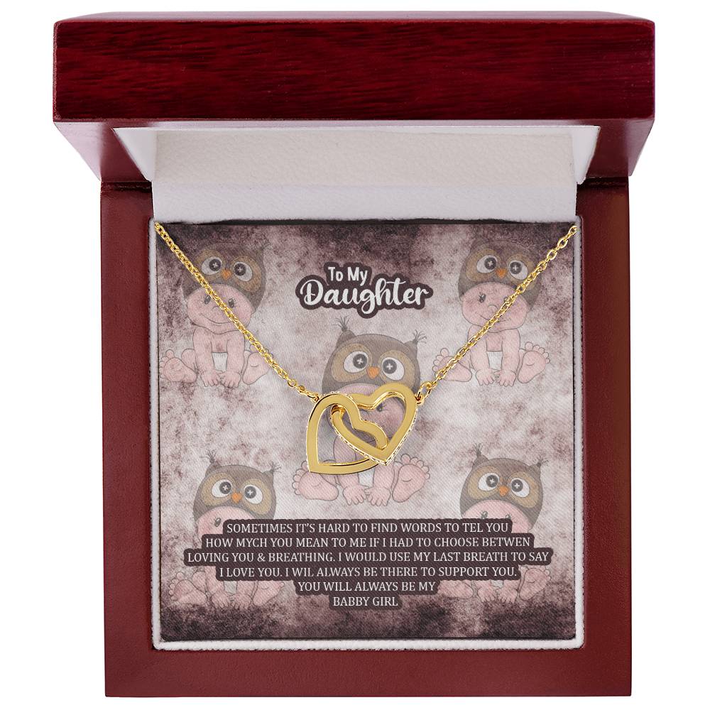 To My Daughter Sometimes It'S Heard To Find Words Interlocking Hearts Necklace