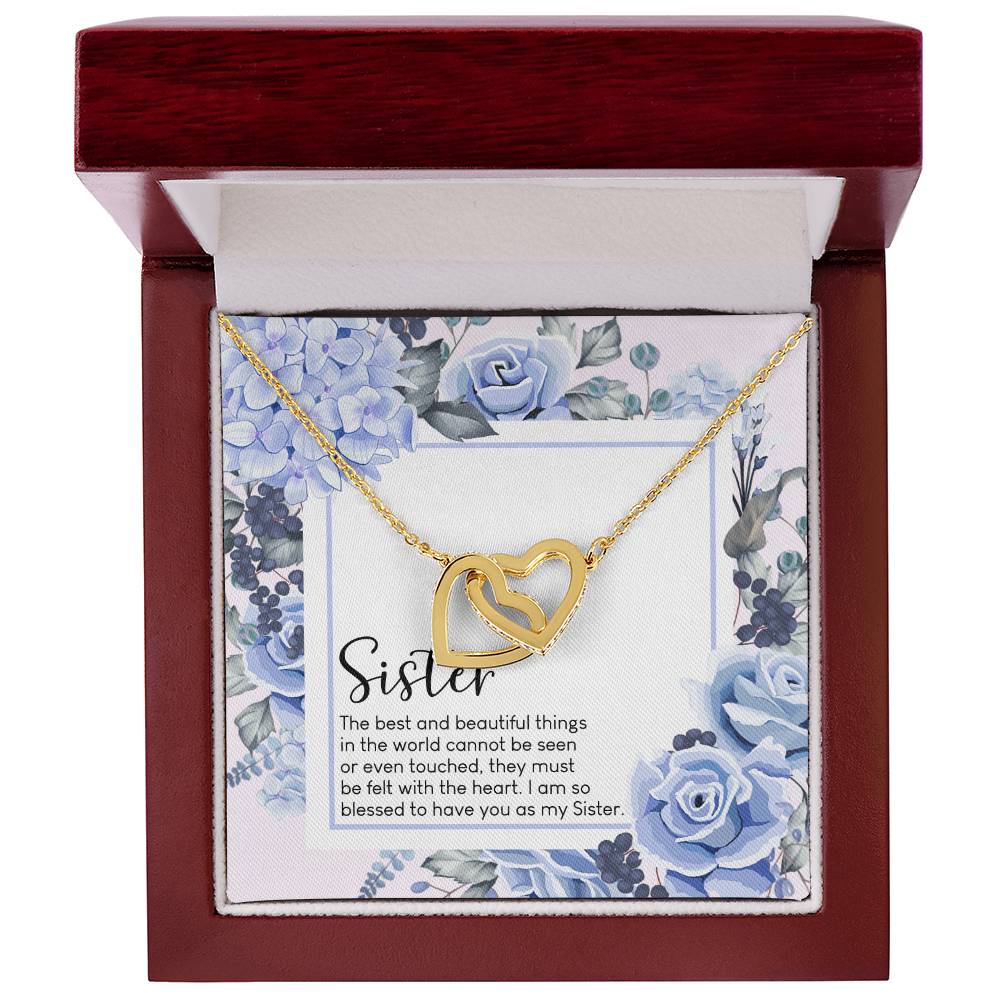 Sister Interlocking Hearts Necklace Message Card