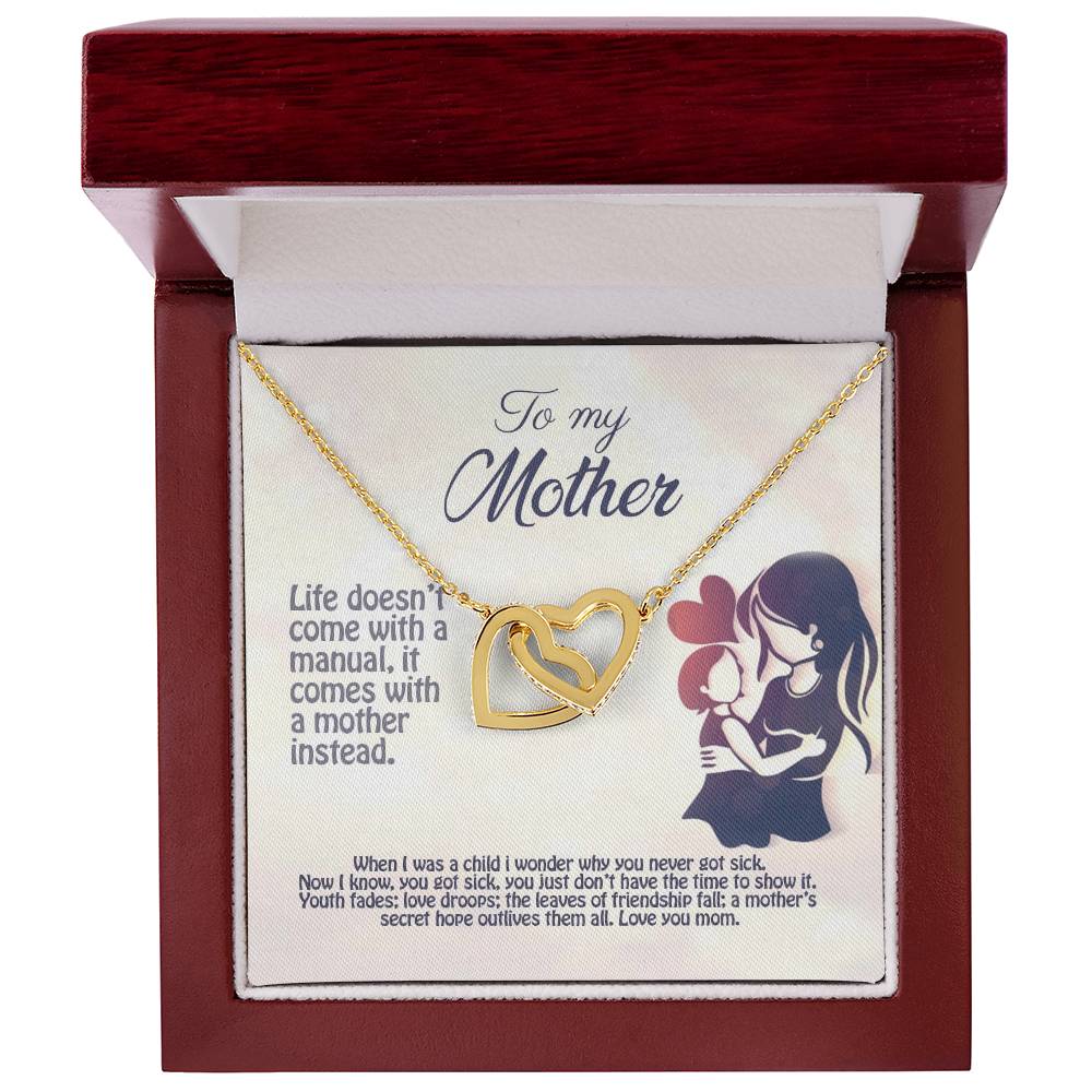 Life Doesn'T Come With A Manual It Comes With A Mother Interlocking Hearts Necklace