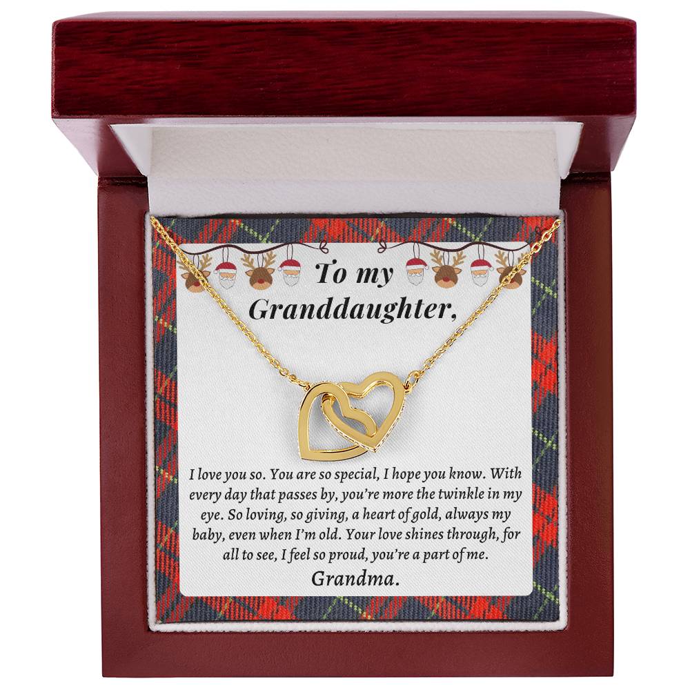 Christmast Gift To Granddaughter - Your Love Shines Through For All To See I Feel So Proud You’Re A Part Of Me. Interlocking Hearts Necklace