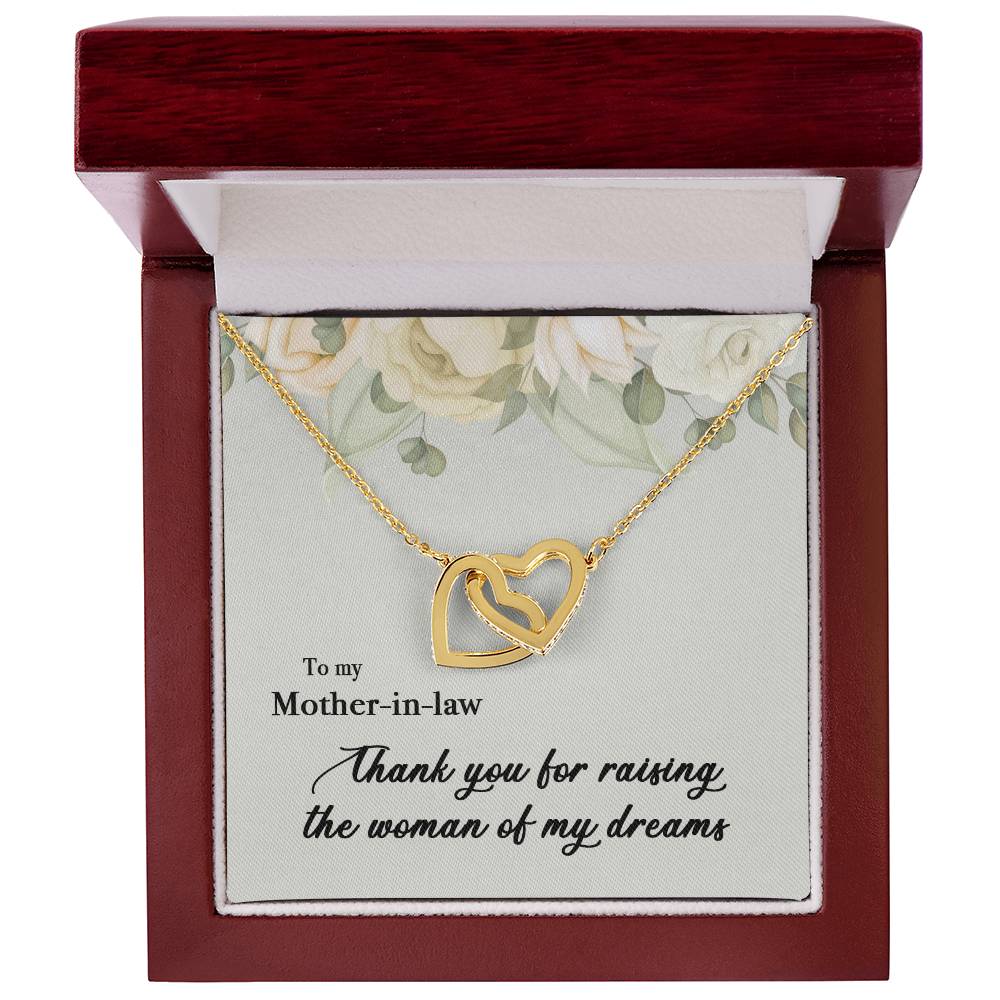 To My Mother In Law Thank You For Raising The Woman Of My Dreams Interlocking Hearts Necklace