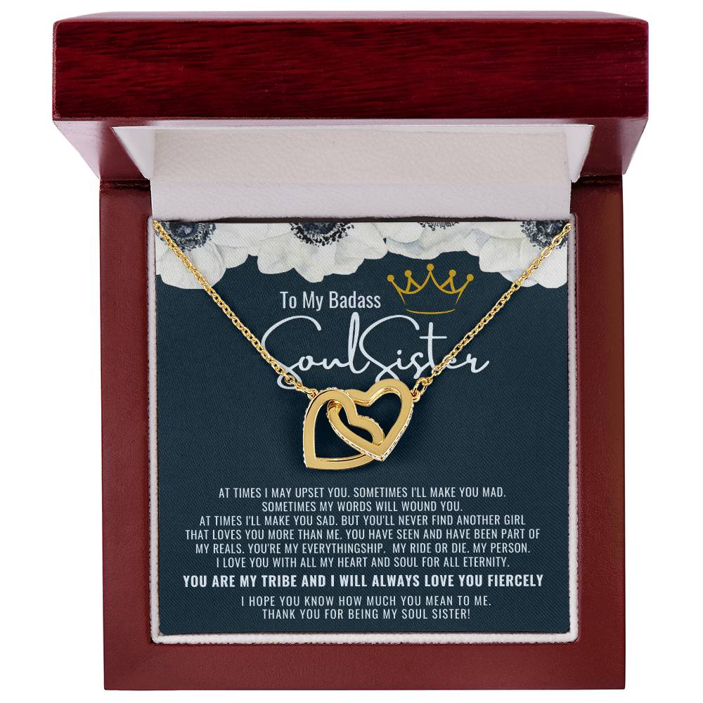 To My Badass Soul Sister Necklace Soul Sister Necklace Remember Whose Bestie You Are And Straighten Your Crown Interlocking Hearts Necklace
