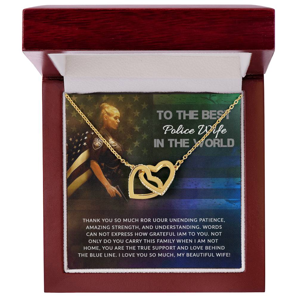 To Best Police Wife Interlocking Hearts Necklace