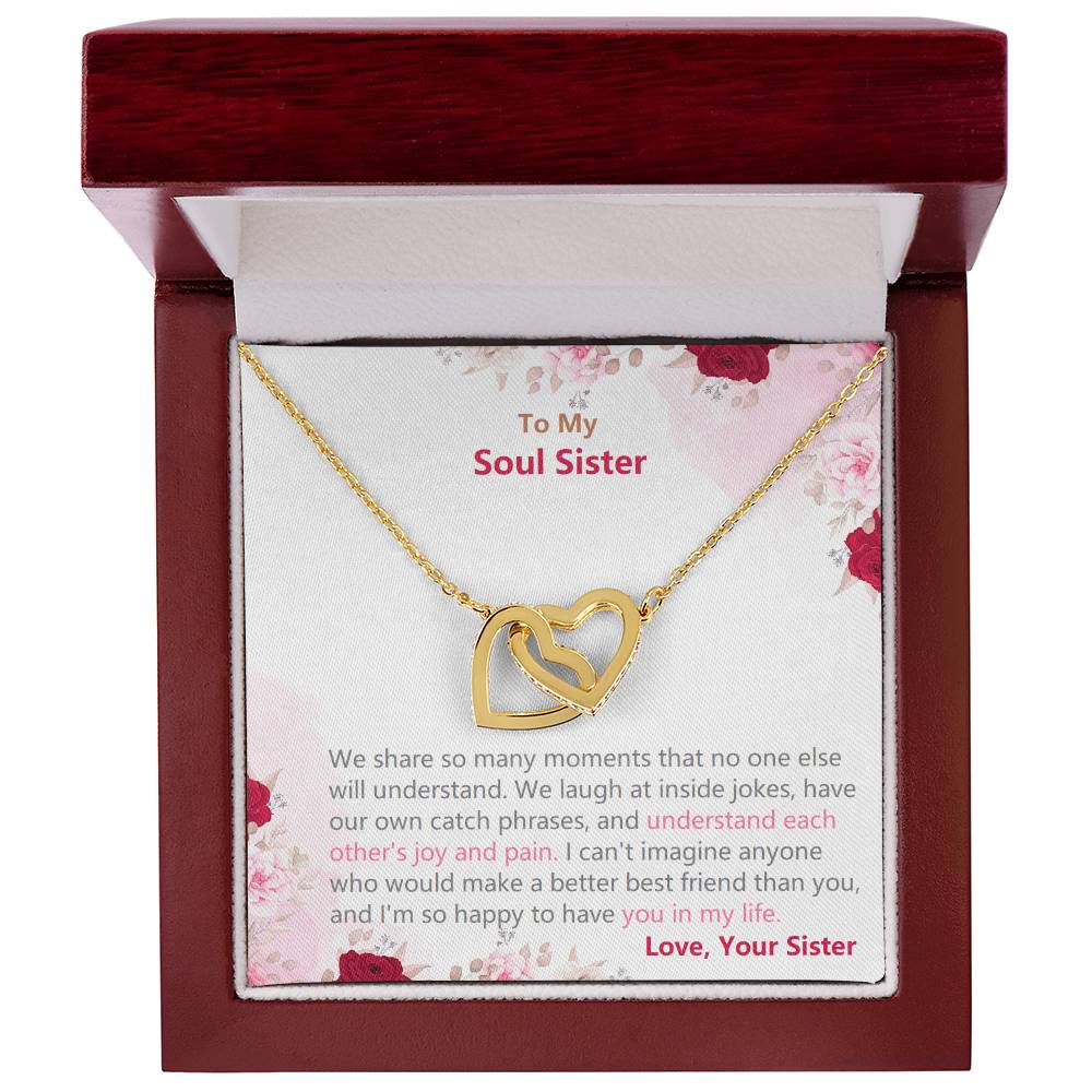 Soul Sister Necklace -Heart Jewelry Gift On Her Birthday Interlocking Hearts Necklace