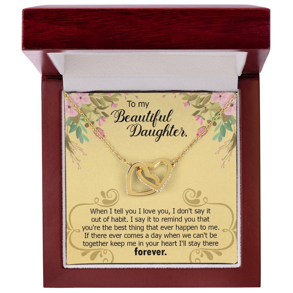 To My Beautiful Daughter Forever Necklace Interlocking Hearts Necklace