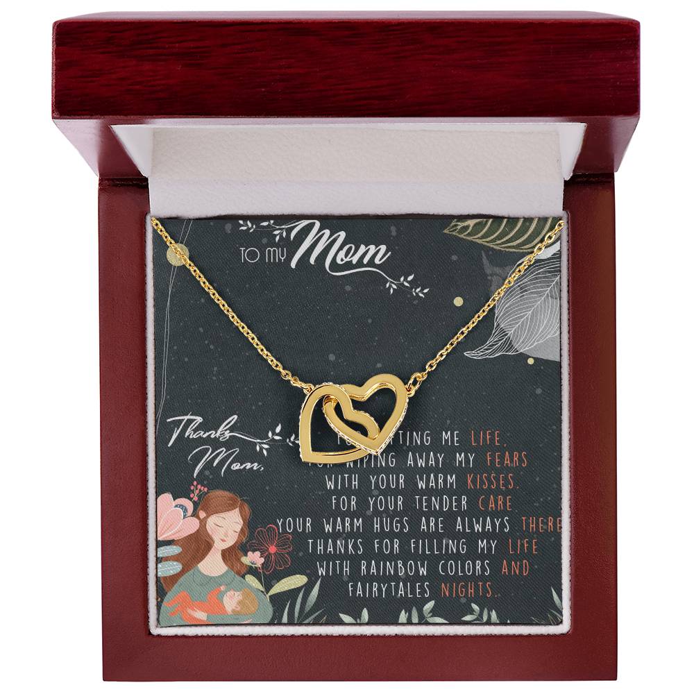 To My Mom Interlocking Hearts Necklace Message Card