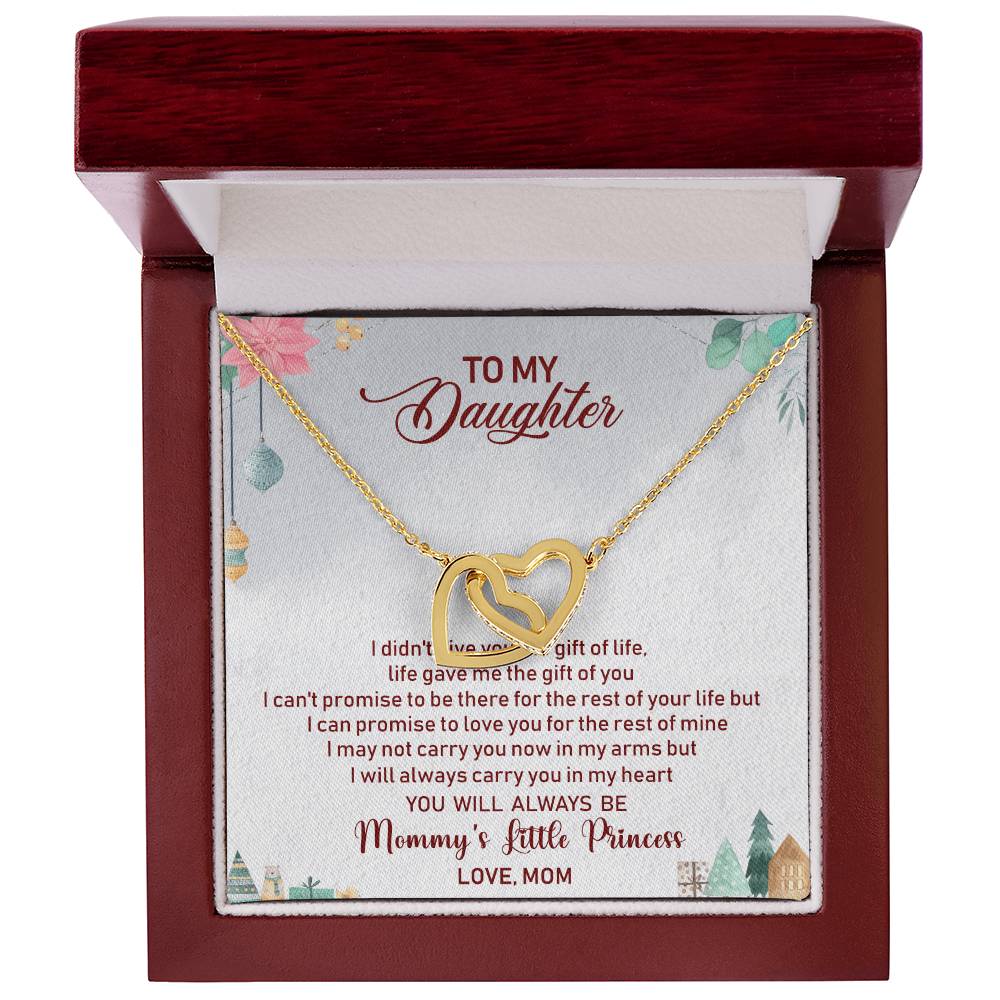 To My Daughter Interlocking Hearts Necklace Message Card