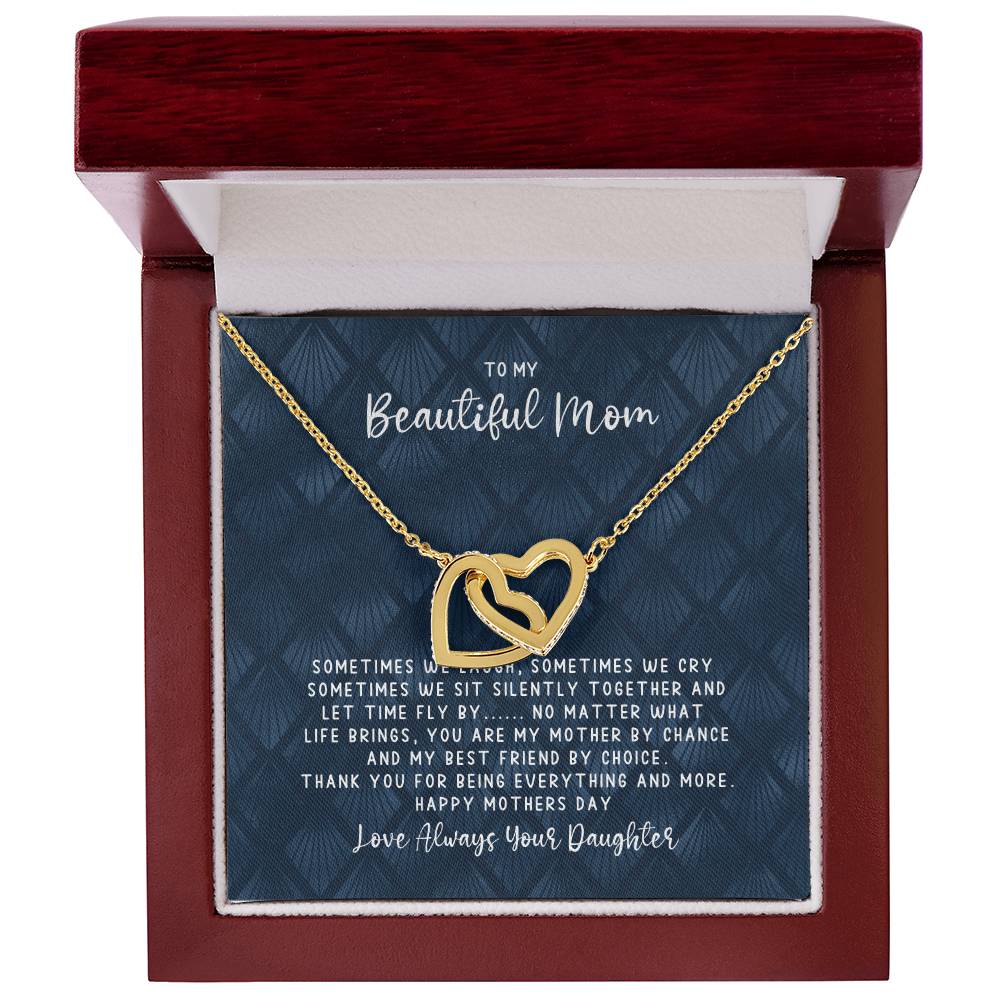 Mothers Day Best Friend - Interlocking Hearts Blue - Love Daughter Interlocking Hearts Necklace