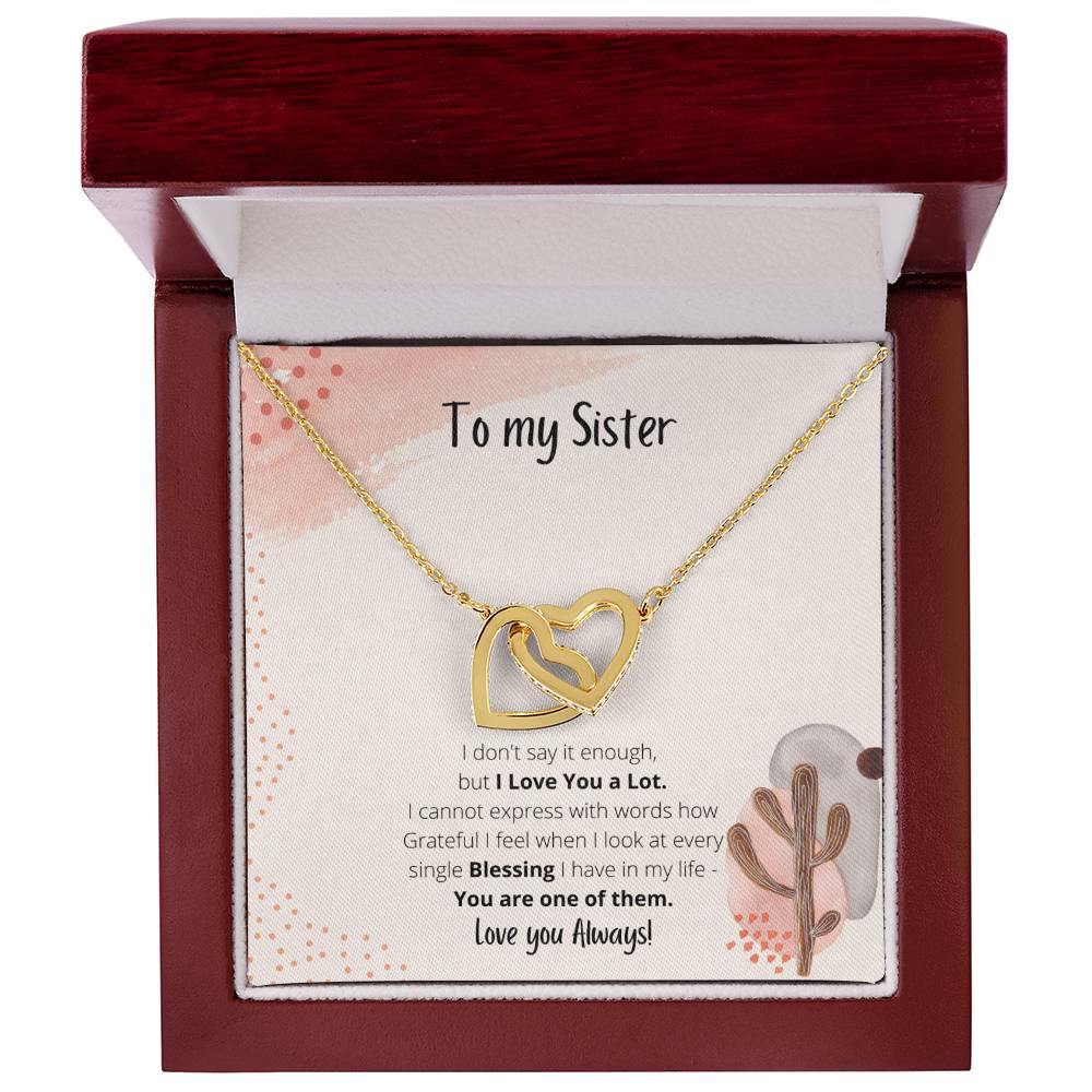 To My Sister Interlocking Hearts Necklace