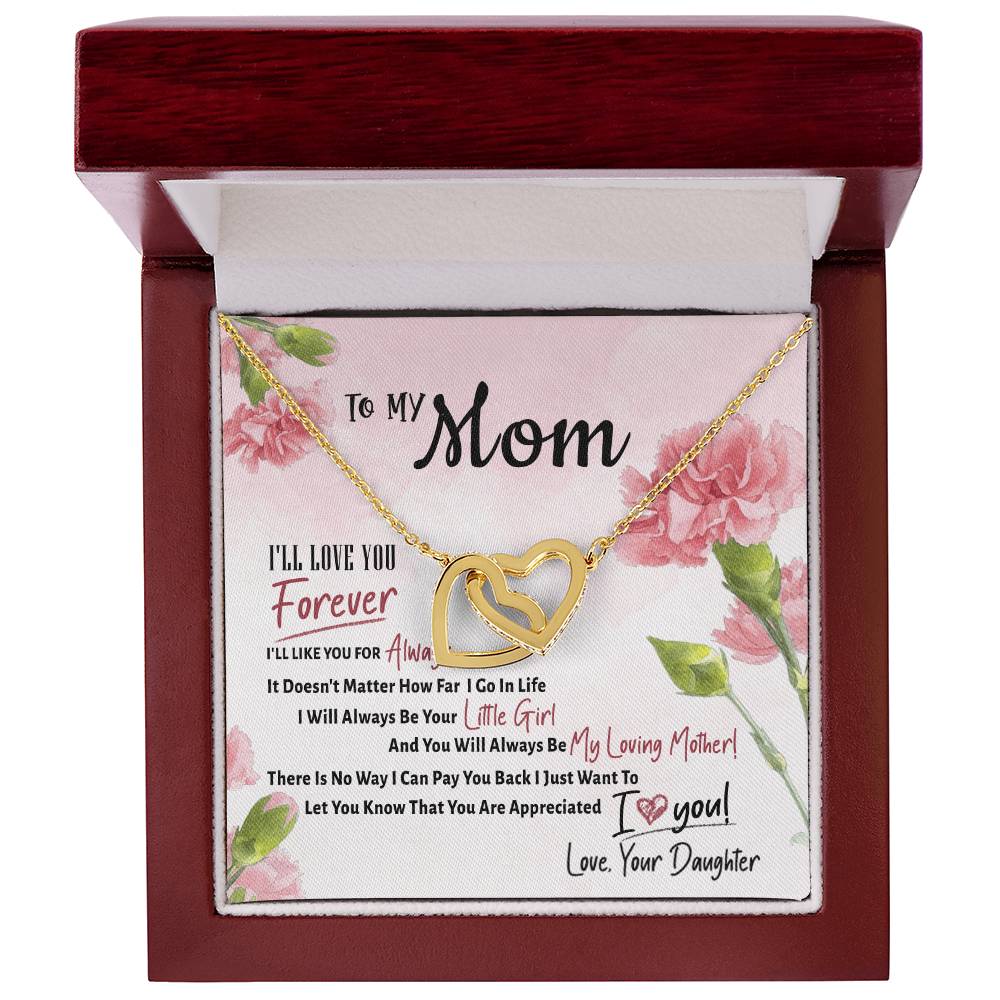 Interlocking Hearts To My Mom I'Ll Love You Forever I'Ll Like You For Always Interlocking Hearts Necklace