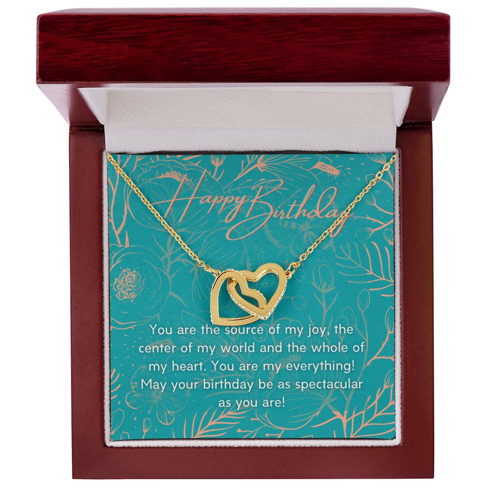 To My Daughter Happy Birthday - Connected Hearts Interlocking Hearts Necklace
