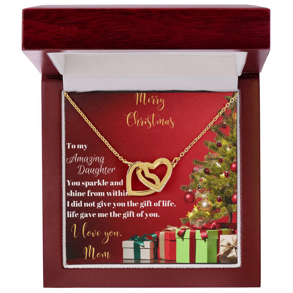 To My Amazing Daughter From Mom Interlocking Hearts Necklace