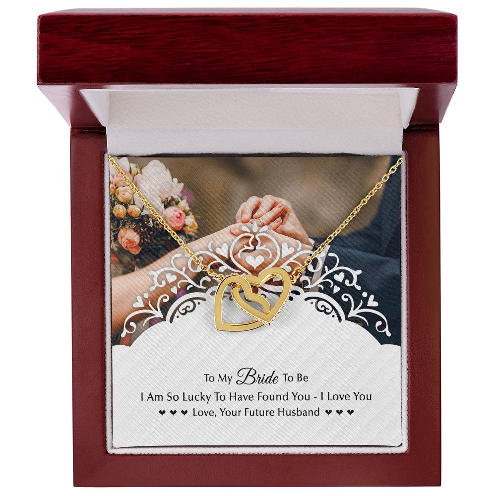 To My Bride To Be . Gift For Fiancee Interlocking Hearts Necklace