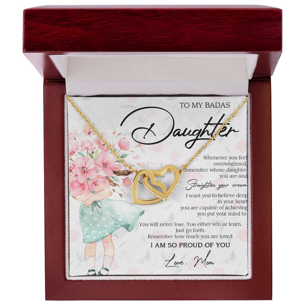 To My Badass Daughter Necklace From Mom Badass Daughter Jewelry Daughter Necklace From Mom Daughter Necklace Personalized Daughter Necklace Interlocking Hearts Necklace