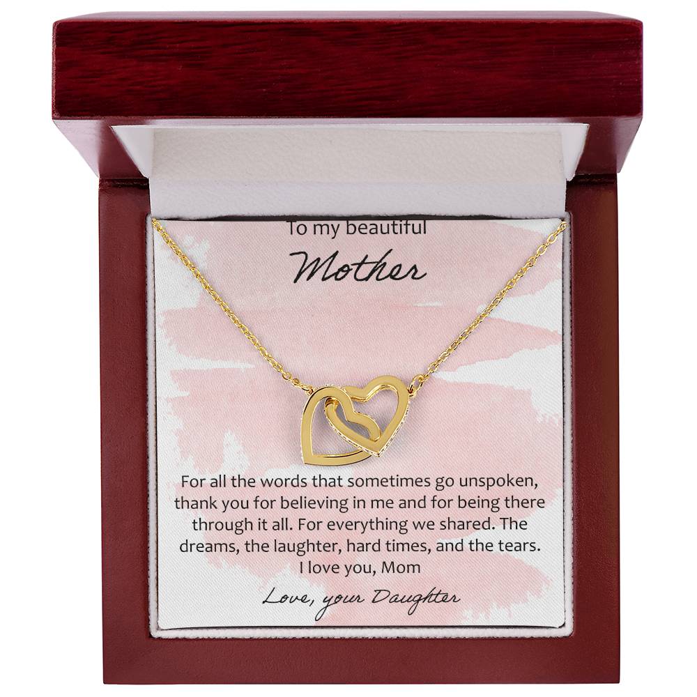To My Beautiful Mother Interlocking Hearts Necklace