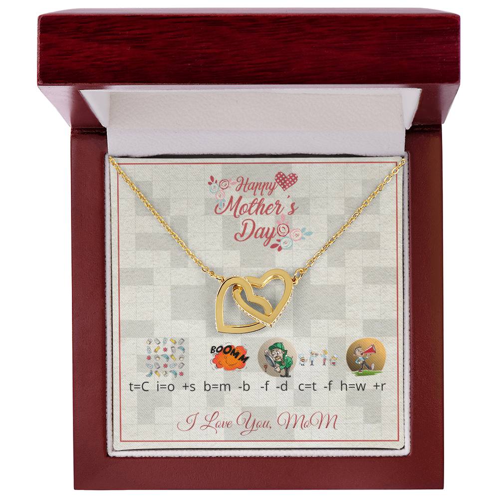 Interlocking Heart Necklace For Mom With Riddle Message Card Interlocking Hearts Necklace