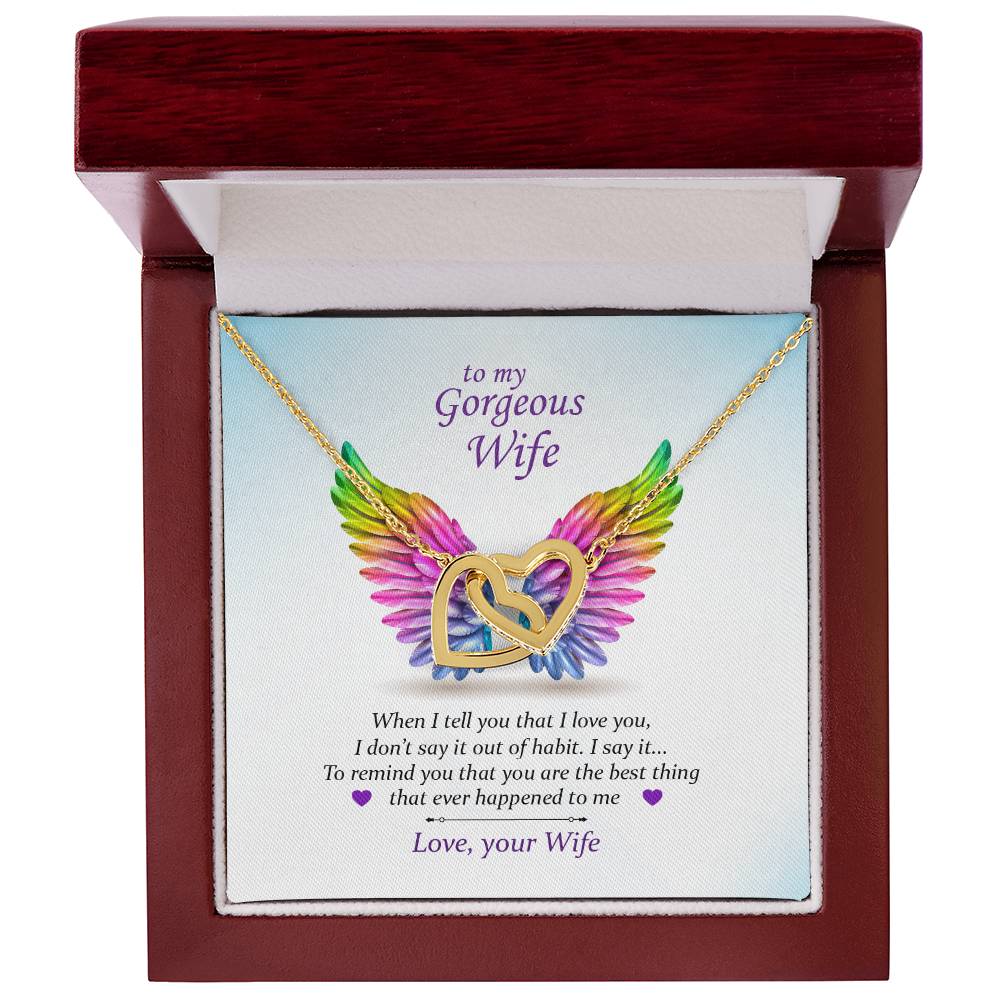 To My Gorgeous Wife ~Pride~ Interlocking Hearts Necklace