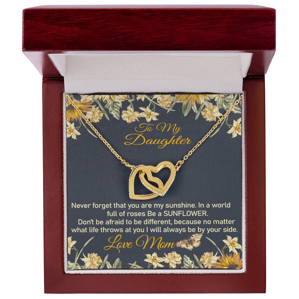 Mom To Daughter Necklace Be A Sunflower Gift Interlocking Hearts Necklace