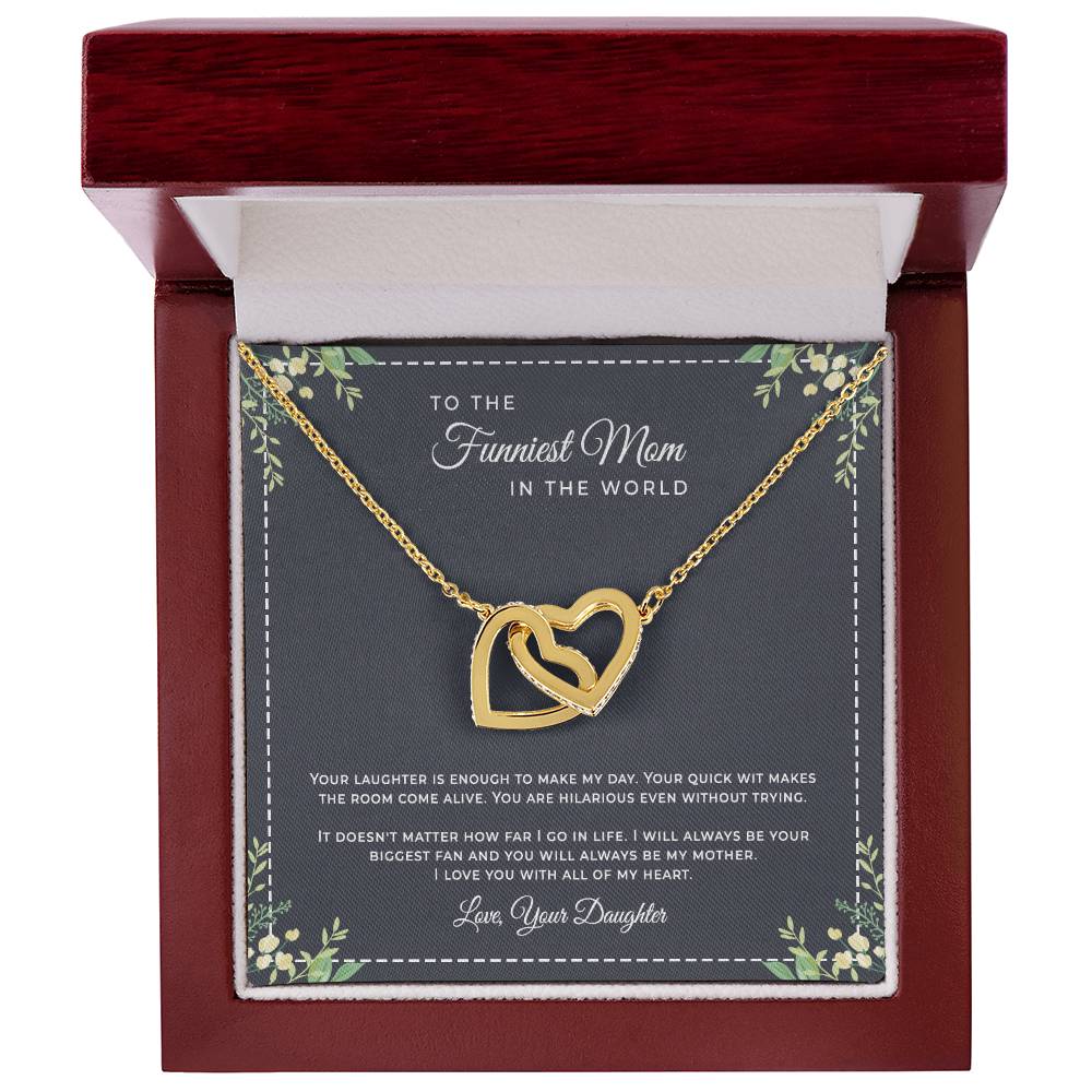 To The Funniest Mom In The World Interlocking Hearts Necklace