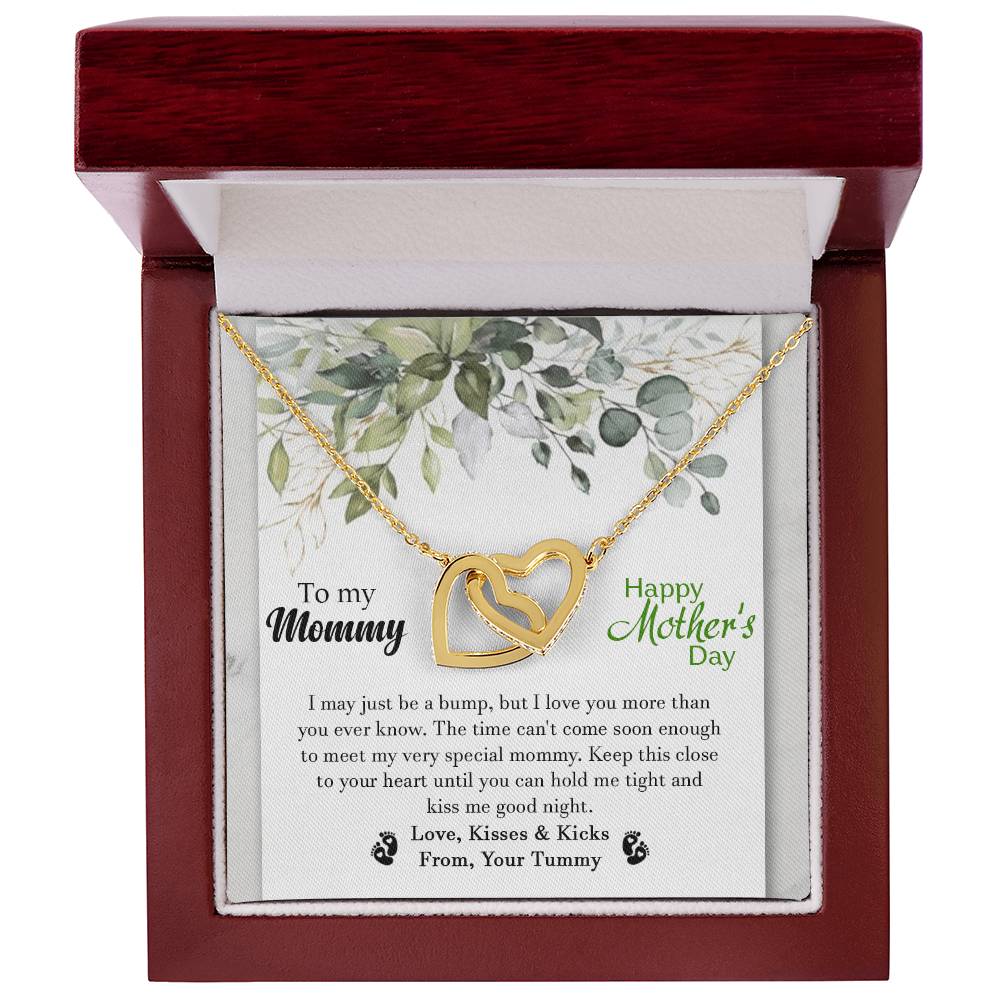 To My Mommy - From Your Tummy - Pregnancy Gift - Mother'S Day Gift - Luxury Necklace Interlocking Hearts Necklace