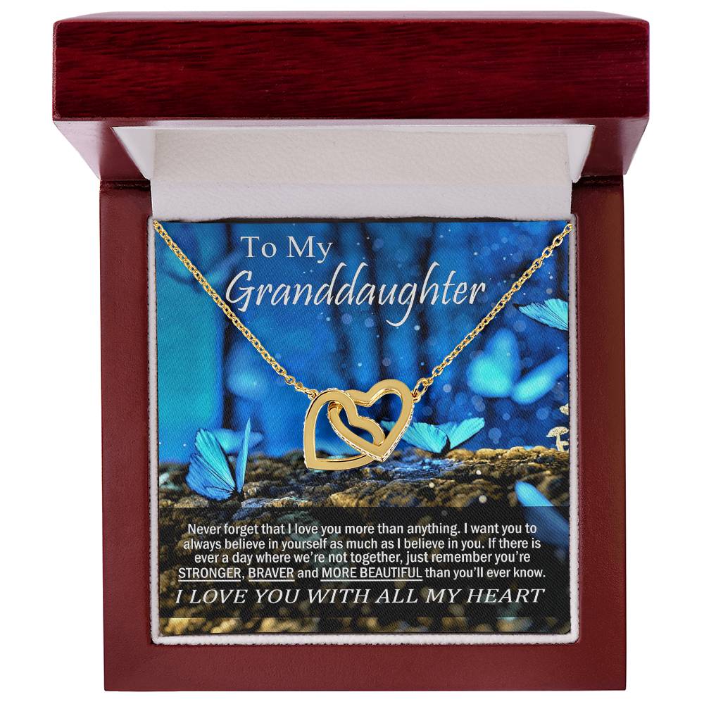 To My Granddaughter - Love You With All My Heart - Necklace Interlocking Hearts Necklace