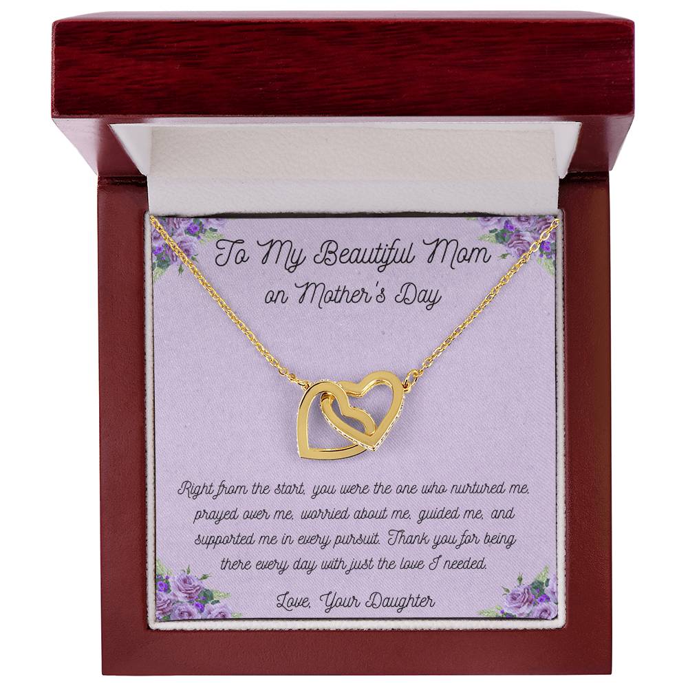 To My Beautiful Mom - Interlocking Hearts Necklace