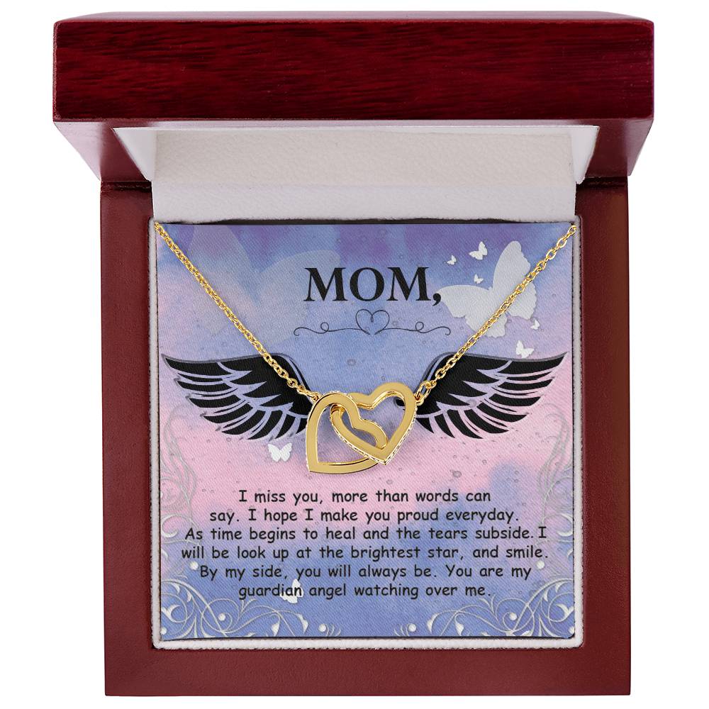 Mom - I Miss You More Than Words Can Say - Interlocking Heart Necklace Interlocking Hearts Necklace